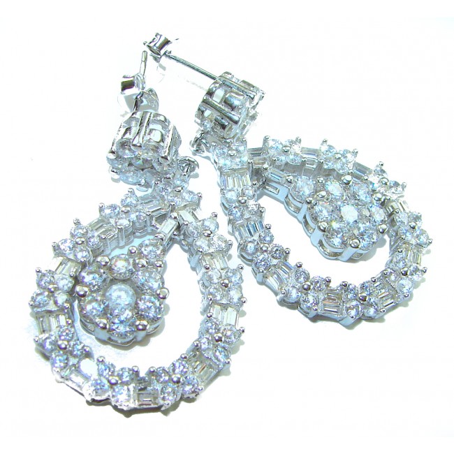 Allure Natural 16.2 carat White Topaz .925 Sterling Silver handcrafted earrings - photo 3