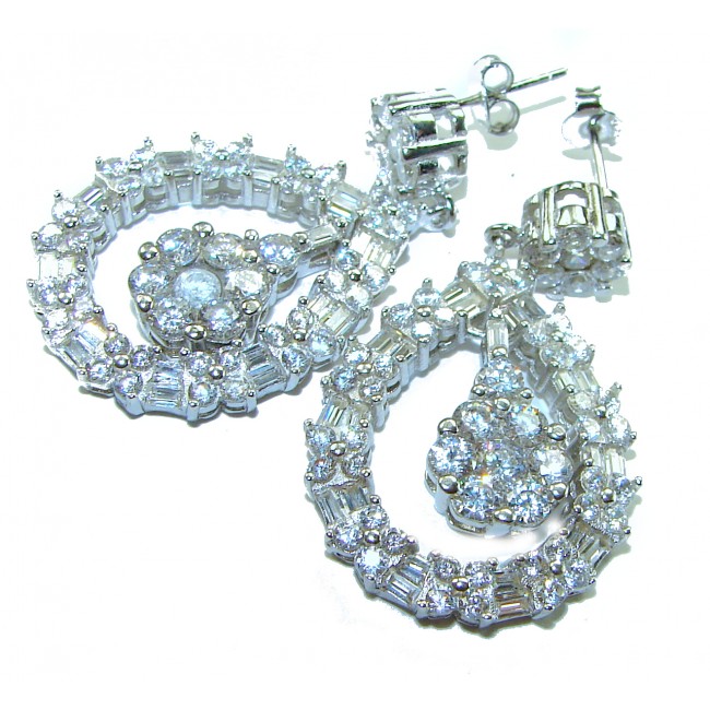 Allure Natural 16.2 carat White Topaz .925 Sterling Silver handcrafted earrings - photo 2