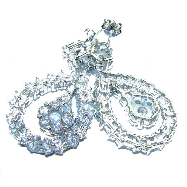 Allure Natural 16.2 carat White Topaz .925 Sterling Silver handcrafted earrings - photo 1