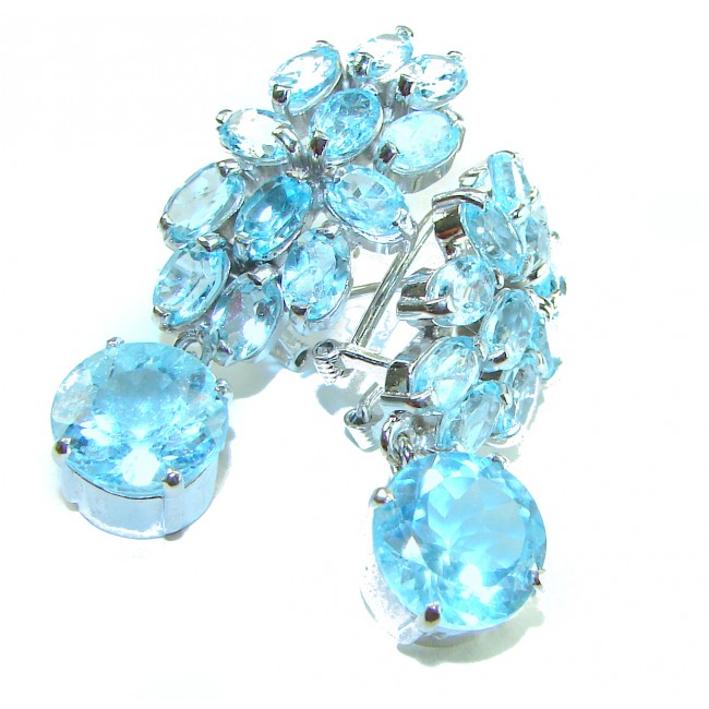 Atlantica 22.7 carat Swiss Blue Topaz .925 Sterling Silver Handcrafted Statement earrings - photo 3