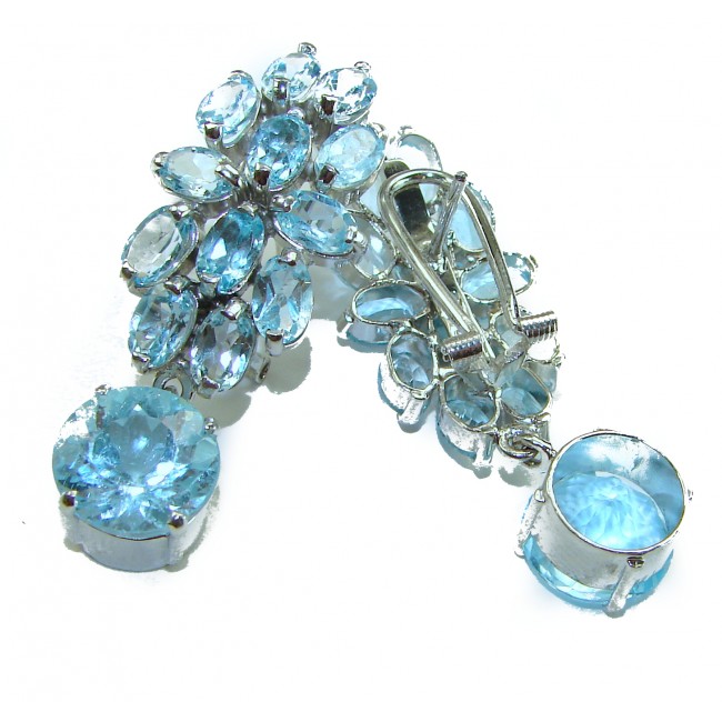 Atlantica 22.7 carat Swiss Blue Topaz .925 Sterling Silver Handcrafted Statement earrings - photo 1