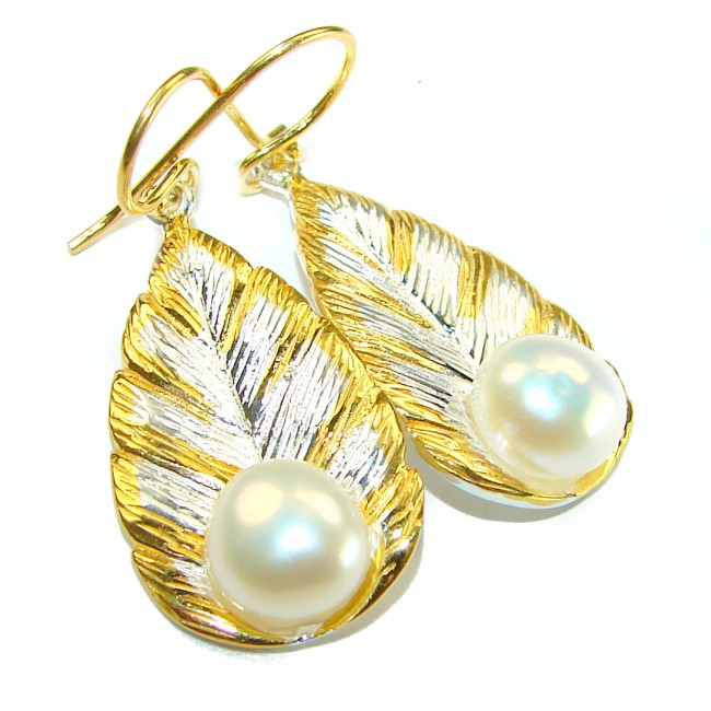 Sublime Blister Pearl 14K Gold over .925 Sterling Silver handcrafted Earrings - photo 3