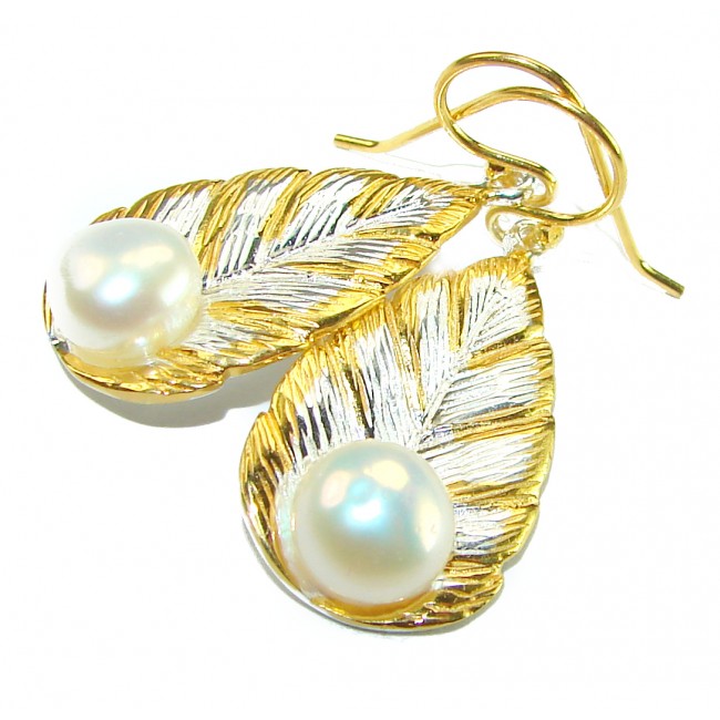 Sublime Blister Pearl 14K Gold over .925 Sterling Silver handcrafted Earrings - photo 2