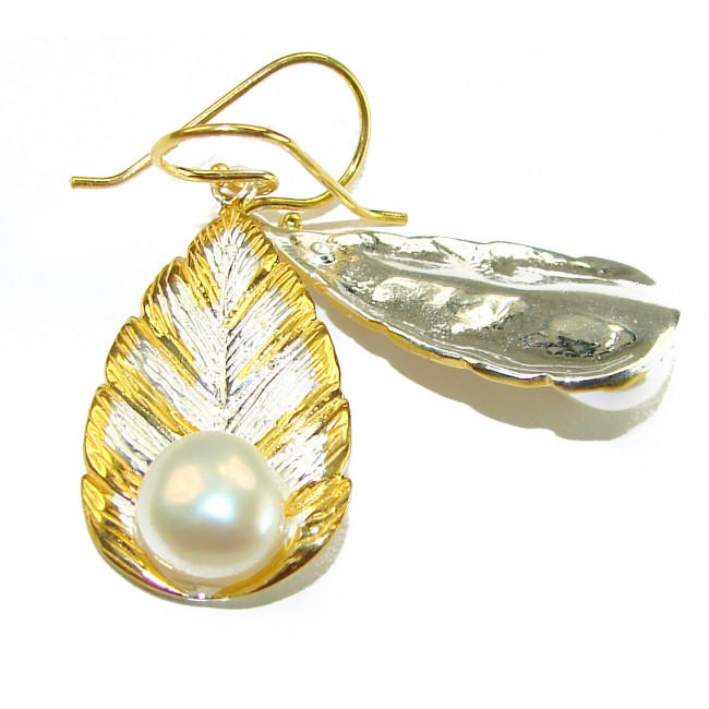 Sublime Blister Pearl 14K Gold over .925 Sterling Silver handcrafted Earrings - photo 1