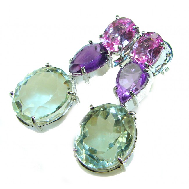 Outstanding Beauty authentic 25.2 carat Amethyst .925 Sterling Silver handcrafted earrings