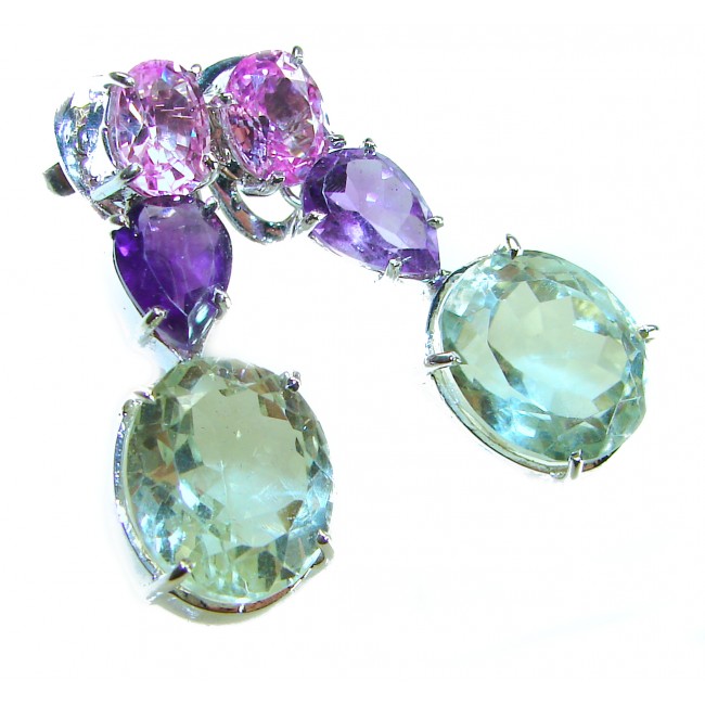 Outstanding Beauty authentic 25.2 carat Amethyst .925 Sterling Silver handcrafted earrings
