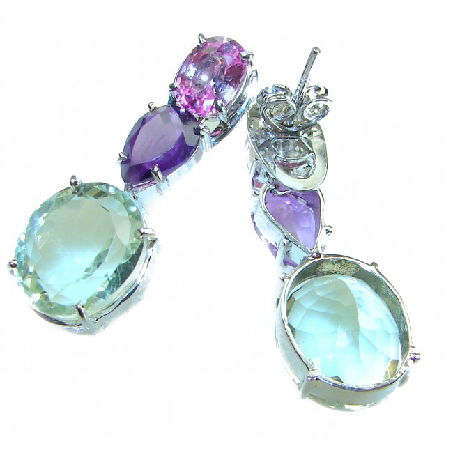 Outstanding Beauty authentic 25.2 carat Amethyst .925 Sterling Silver handcrafted earrings