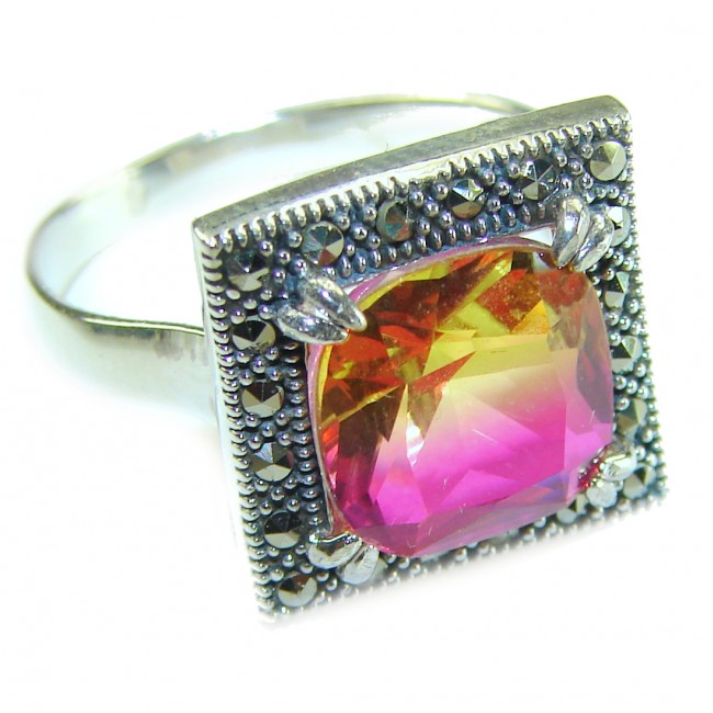 7.5 carat Ametrine Marcasite .925 Sterling Silver HANDCRAFTED Ring s. 8