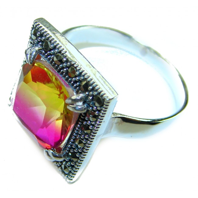 7.5 carat Ametrine Marcasite .925 Sterling Silver HANDCRAFTED Ring s. 8