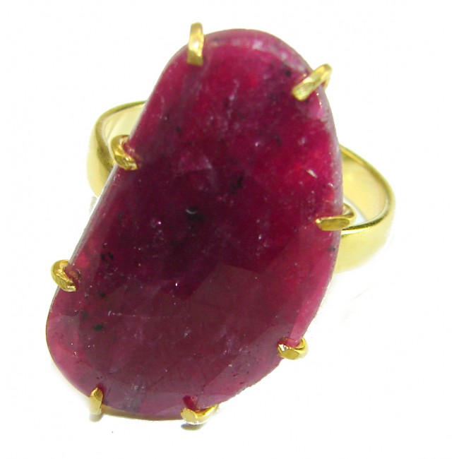 Bella Rosa Genuine 18.8 CARAT Star Ruby 18k GOLD OVER .925 Sterling Silver Large Statement Ring size 8 1/4