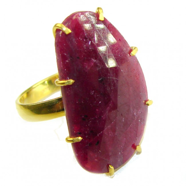 Bella Rosa Genuine 18.8 CARAT Star Ruby 18k GOLD OVER .925 Sterling Silver Large Statement Ring size 8 1/4