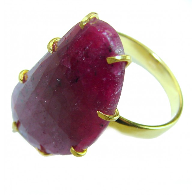 Bella Rosa Genuine 18.8 CARAT Star Ruby 18k GOLD OVER .925 Sterling Silver Large Statement Ring size 8 1/4