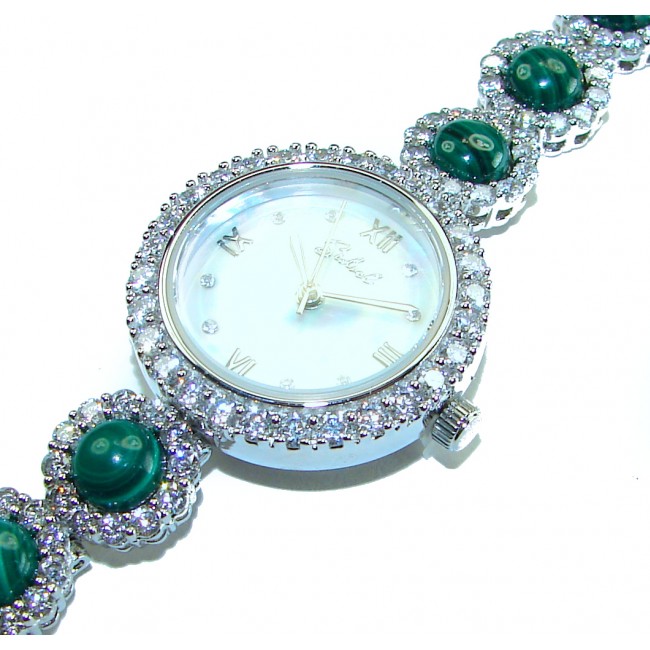 Precious Authentic Australian Malachite .925 Sterling Silver handmade Bracelet Watch