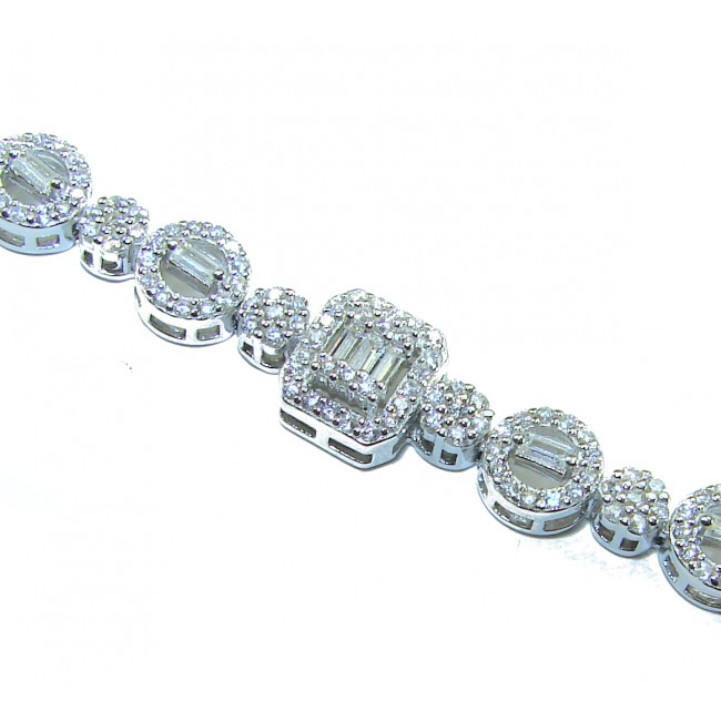 Art Deco - Luxurious natural 6.5 carat White Topaz .925 Sterling Silver Perfectly handcrafted Bracelet - photo 1