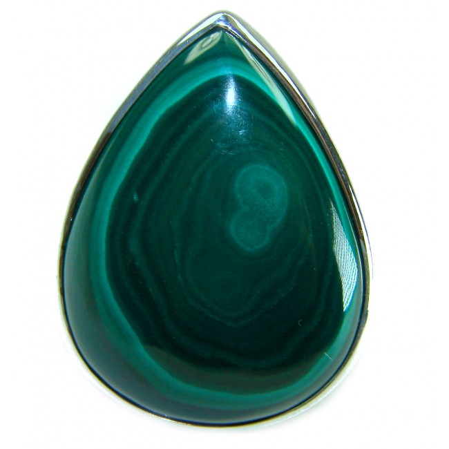 25.5 CARAT genuine Malachite .925 Sterling Silver handcrafted ring size 7 adjustable