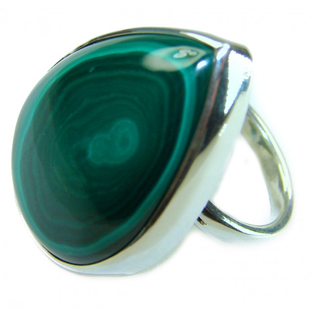 25.5 CARAT genuine Malachite .925 Sterling Silver handcrafted ring size 7 adjustable