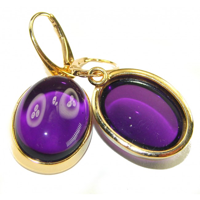 Lavender Beauty authentic 16.2 carat Amethyst 14K Gold over .925 Sterling Silver handcrafted earrings