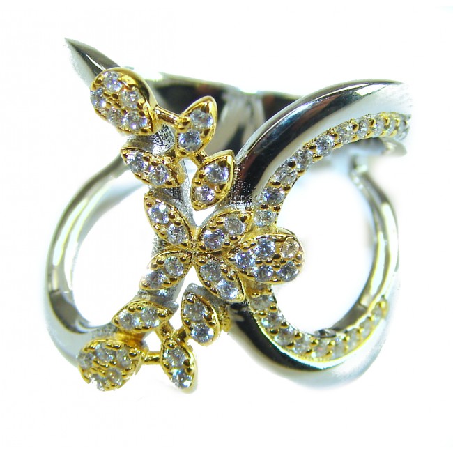 Precious 2.2 carat White Topaz .925 Silver dippedin 14K Gold handcrafted Cocktail Ring s. 8 - photo 3