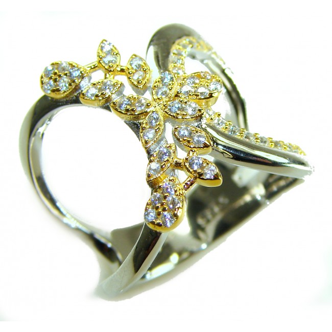 Precious 2.2 carat White Topaz .925 Silver dippedin 14K Gold handcrafted Cocktail Ring s. 8 - photo 2