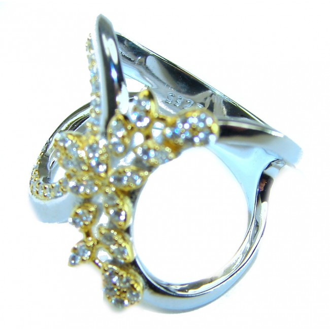 Precious 2.2 carat White Topaz .925 Silver dippedin 14K Gold handcrafted Cocktail Ring s. 8 - photo 1