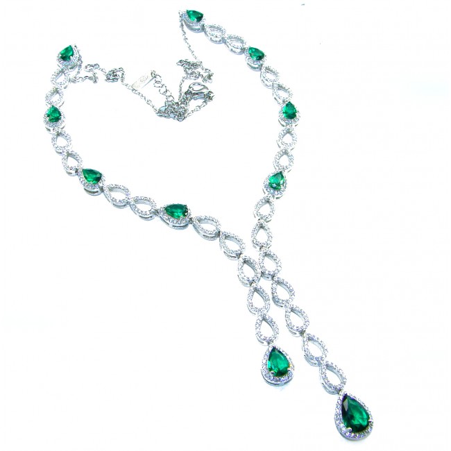 Green Royalty 14.2 carat Emerald .925 Sterling Silver .925 Sterling Silver Statement Necklace