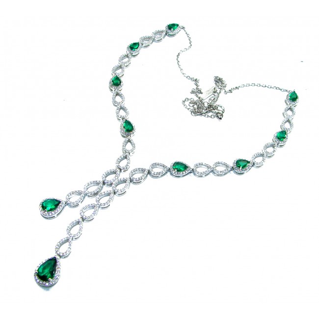 Green Royalty 14.2 carat Emerald .925 Sterling Silver .925 Sterling Silver Statement Necklace