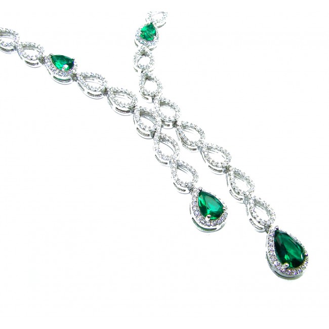 Green Royalty 14.2 carat Emerald .925 Sterling Silver .925 Sterling Silver Statement Necklace