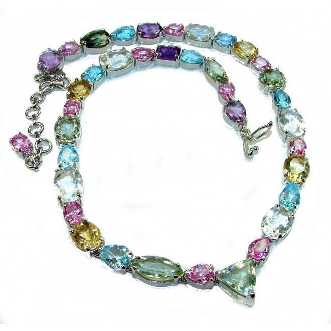 Pastel Beauty - 210.8 carat Natural Multigem .925 Sterling Silver Handcrafted Statement Necklace
