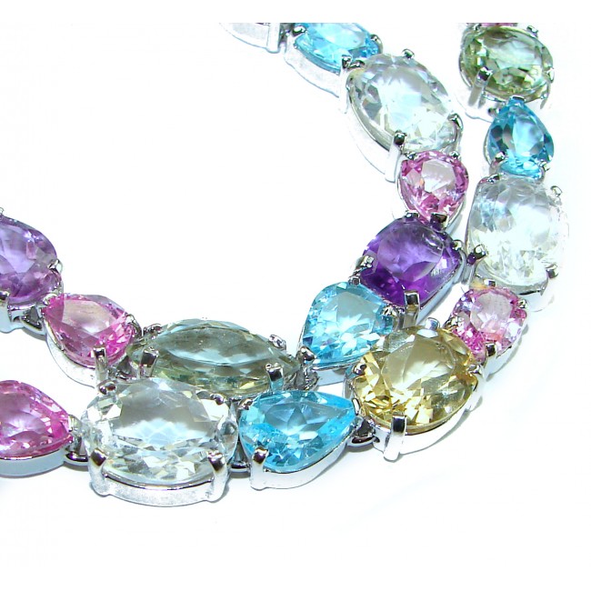 Pastel Beauty - 210.8 carat Natural Multigem .925 Sterling Silver Handcrafted Statement Necklace