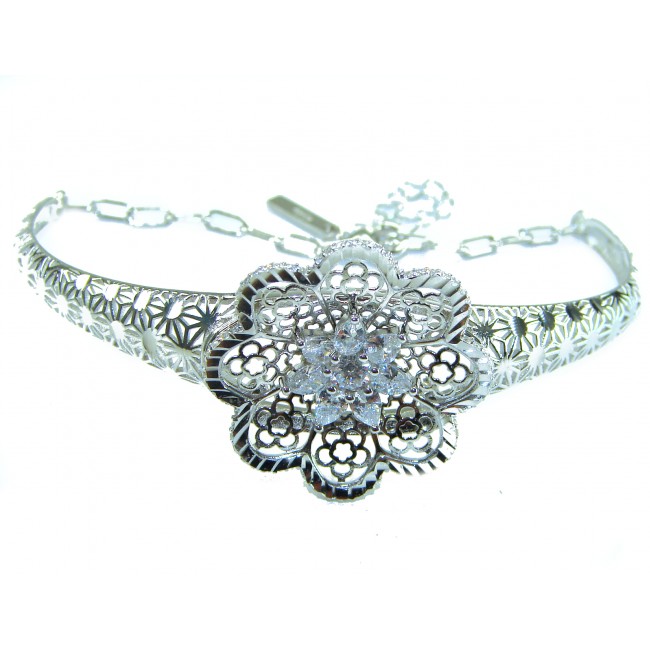 Aphrodite - Solid 2.5 multicolor white Sapphire .925 Sterling Silver handcrafted Bracelet - photo 2