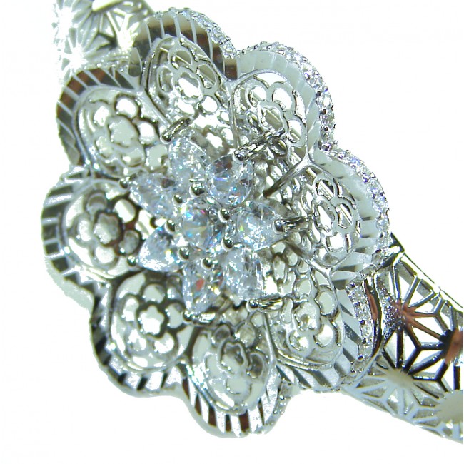 Aphrodite - Solid 2.5 multicolor white Sapphire .925 Sterling Silver handcrafted Bracelet - photo 1