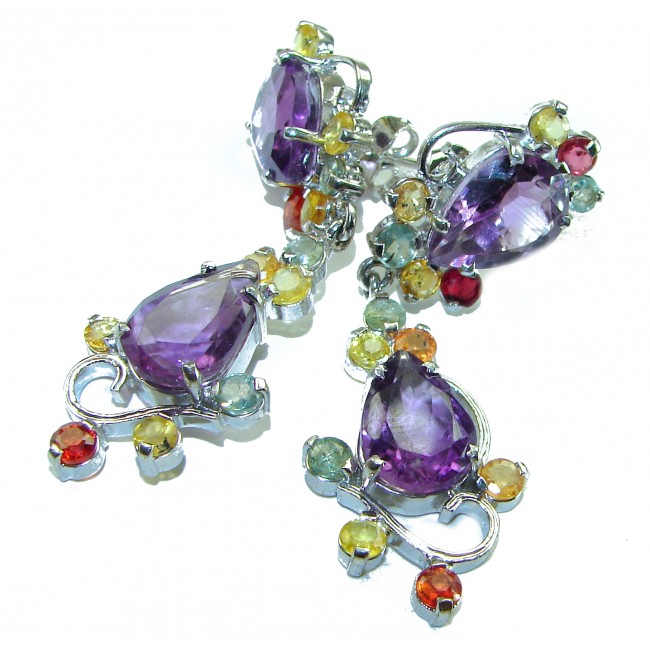 Lavender Beauty authentic 10.2 carat Amethyst Sapphire .925 Sterling Silver handcrafted earrings