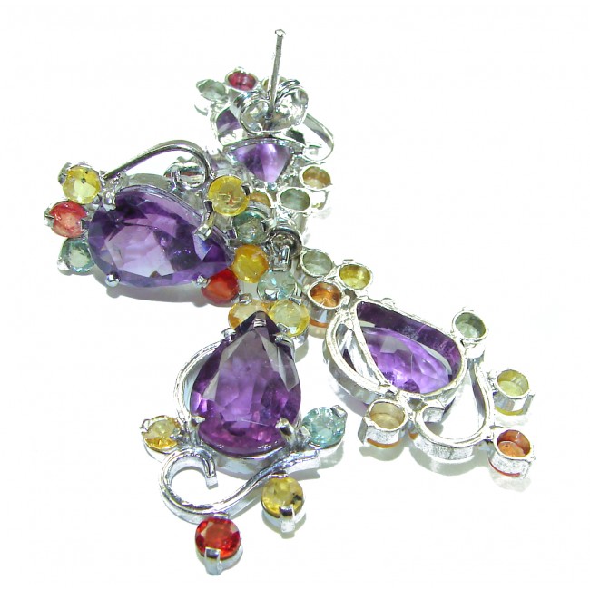 Lavender Beauty authentic 10.2 carat Amethyst Sapphire .925 Sterling Silver handcrafted earrings