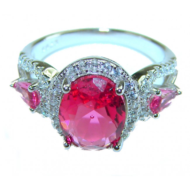 Magnificent Jewel 5.5 carat Ruby .925 Sterling Silver Handcrafted Ring size 6 1/4 - photo 3