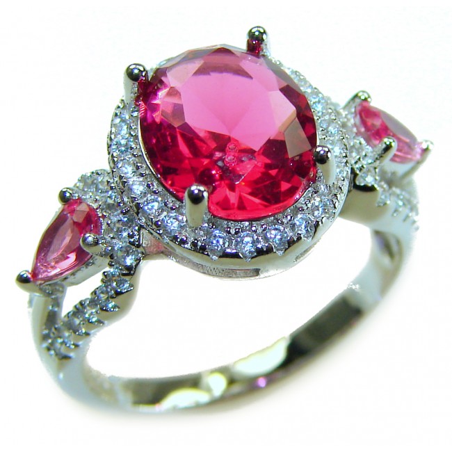 Magnificent Jewel 5.5 carat Ruby .925 Sterling Silver Handcrafted Ring size 6 1/4 - photo 2