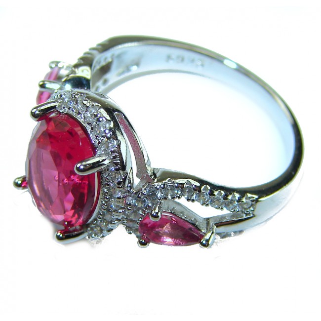 Magnificent Jewel 5.5 carat Ruby .925 Sterling Silver Handcrafted Ring size 6 1/4 - photo 1