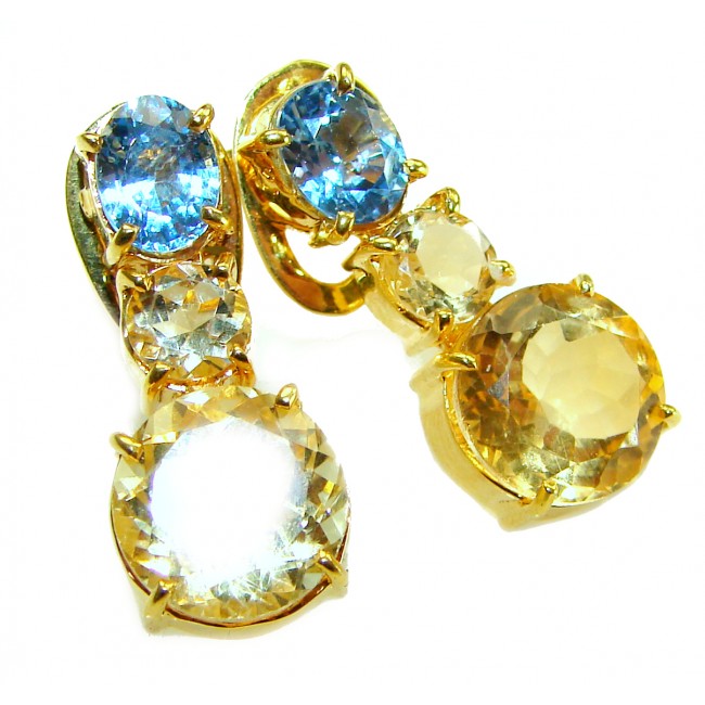 Fiesta Authentic 12.5 carat Multigem .925 Sterling Silver dipped in 14K Gold over brilliantly handcrafted earrings