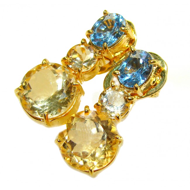 Fiesta Authentic 12.5 carat Multigem .925 Sterling Silver dipped in 14K Gold over brilliantly handcrafted earrings