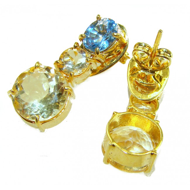 Fiesta Authentic 12.5 carat Multigem .925 Sterling Silver dipped in 14K Gold over brilliantly handcrafted earrings