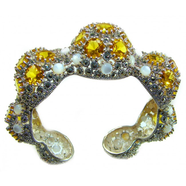 Dolce Vita - Precious Natural 66.5 carat Citrine .925 Sterling Silver handcrafted LARGE bracelet