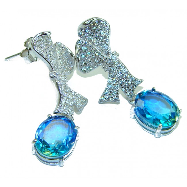 Atlantica 5.7 carat Aquamarine .925 Sterling Silver Handcrafted Statement earrings