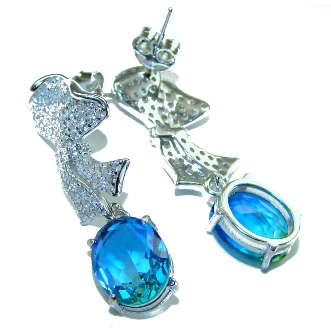 Atlantica 5.7 carat Aquamarine .925 Sterling Silver Handcrafted Statement earrings