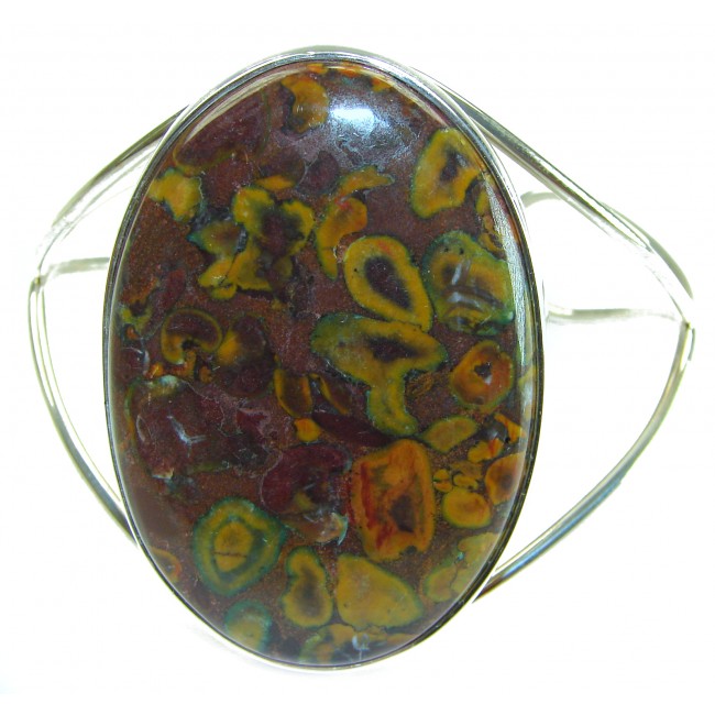 Excellent quality Leopard Skin Jasper .925 Sterling Silver handcrafted Statement Bracelet / Cuff