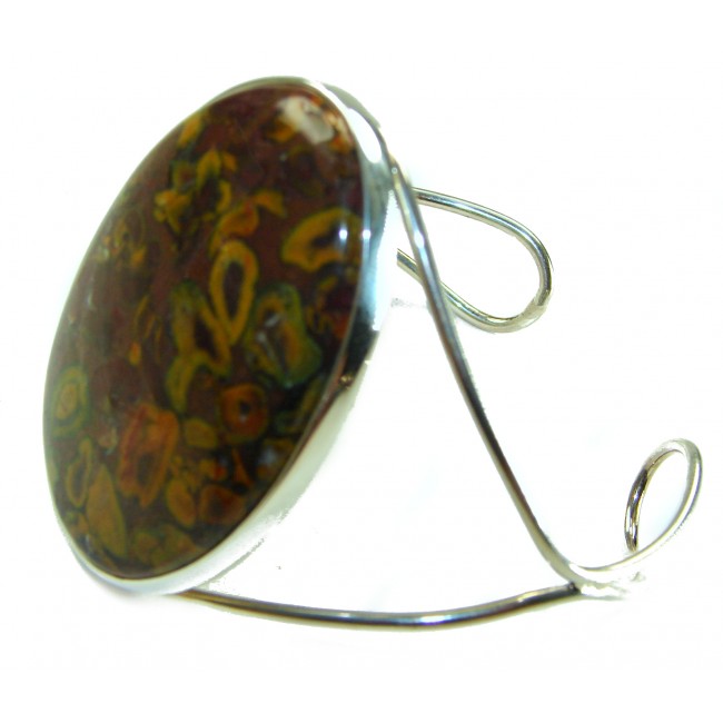 Excellent quality Leopard Skin Jasper .925 Sterling Silver handcrafted Statement Bracelet / Cuff