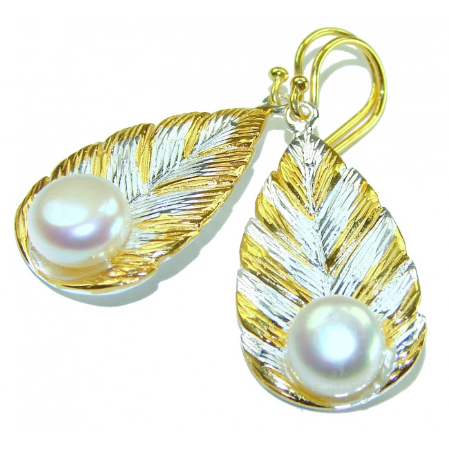 Sublime Blister Pearl 14K Gold over .925 Sterling Silver handcrafted Earrings - photo 2