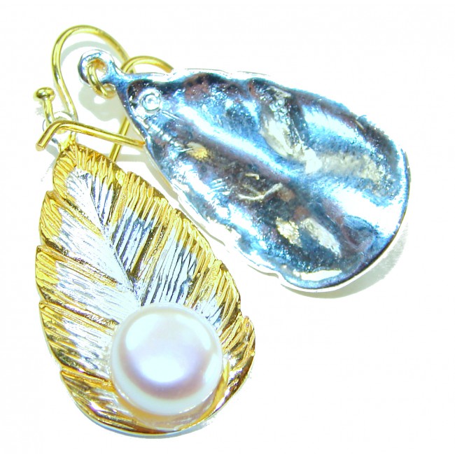 Sublime Blister Pearl 14K Gold over .925 Sterling Silver handcrafted Earrings - photo 1