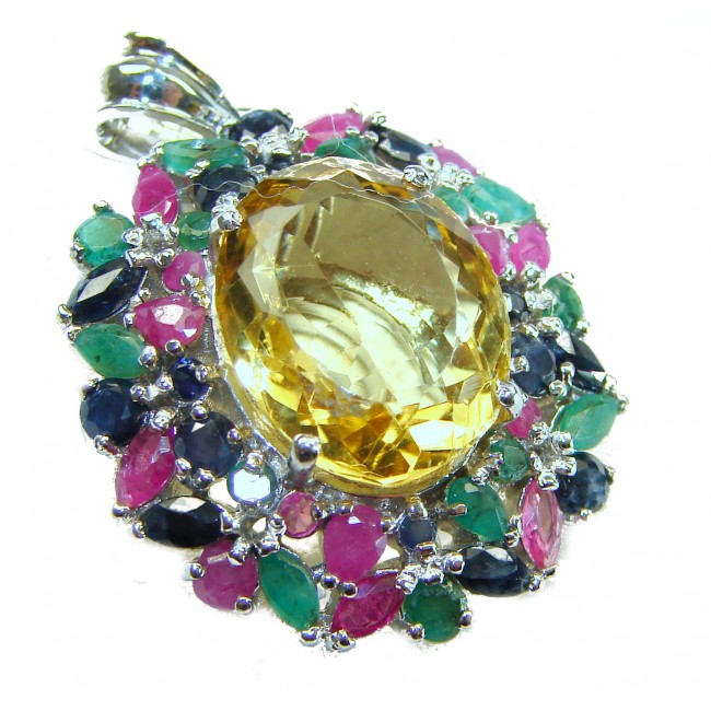 Tiffany - Vintage Design Genuine 14.5 carat precious Citrine .925 Sterling Silver handmade Pendant - photo 3