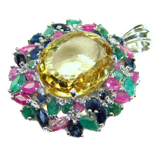 Tiffany - Vintage Design Genuine 14.5 carat precious Citrine .925 Sterling Silver handmade Pendant - photo 2