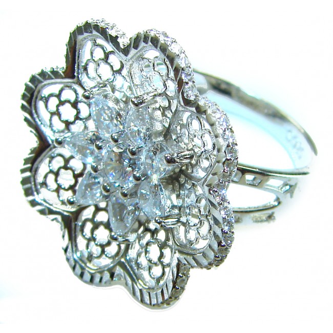 Aphrodite - 2.6 carat White Topaz .925 Sterling Silver handcrafted ring size 6 3/4