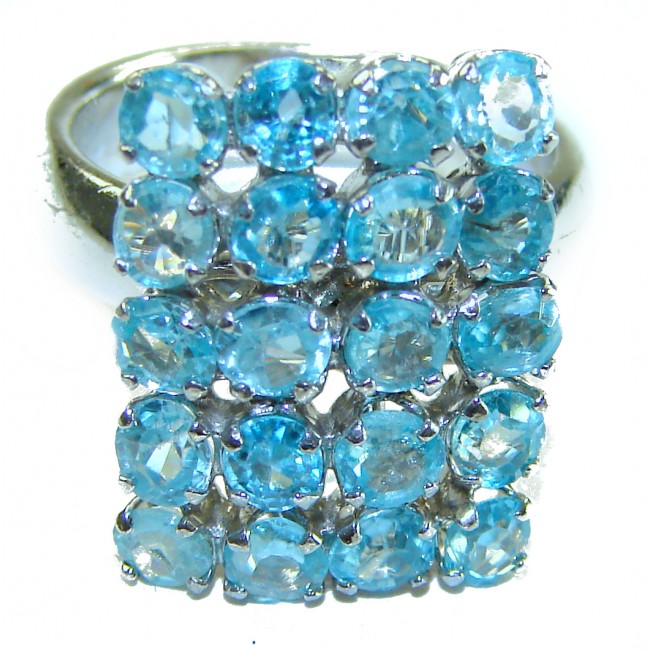 Atlantica 22.7 carat Swiss Blue Topaz .925 Sterling Silver Handcrafted Statement Large ring size 6 1/4 - photo 2